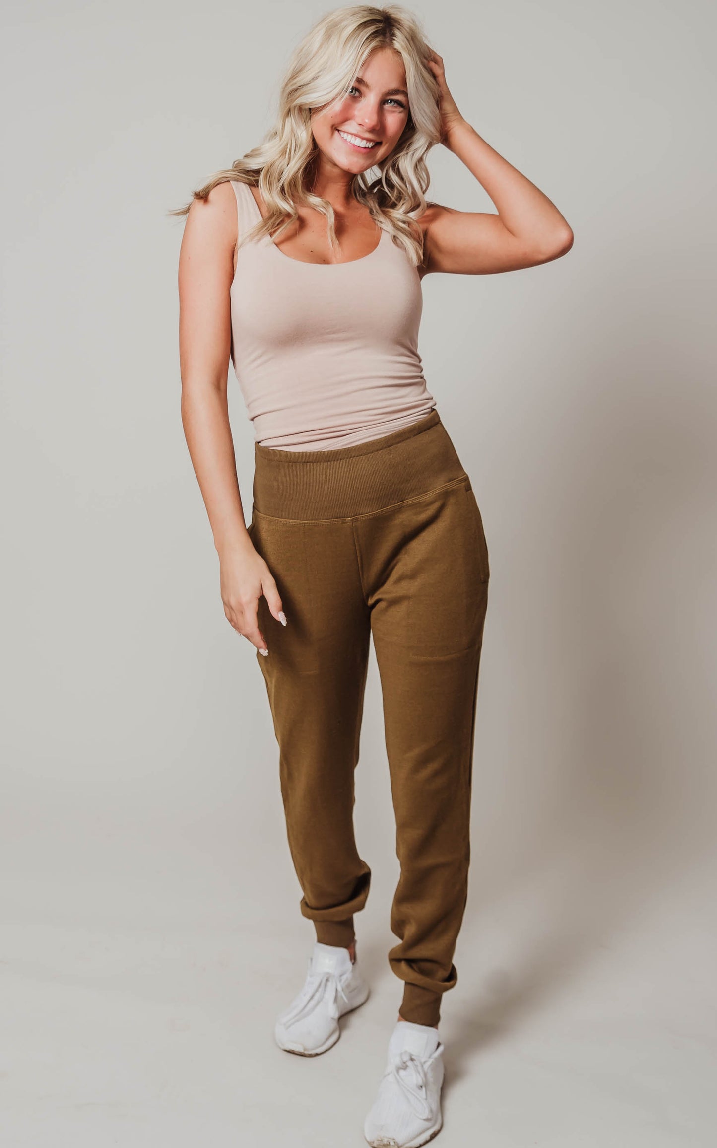 olive high waist joggers