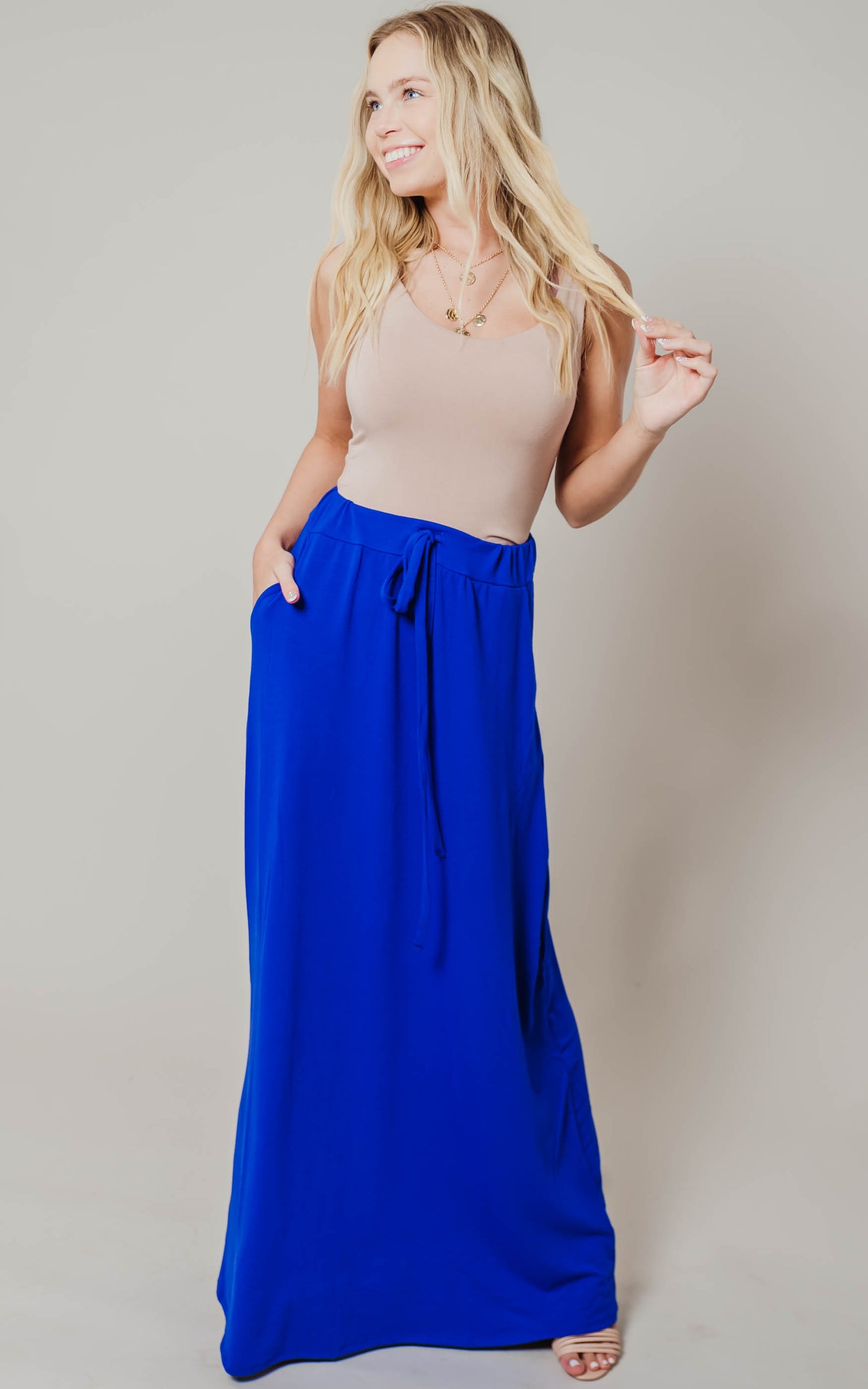 royal blue maxi skirt