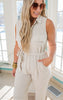 SLEEVELESS COLLARED POCKET JUMPSUIT