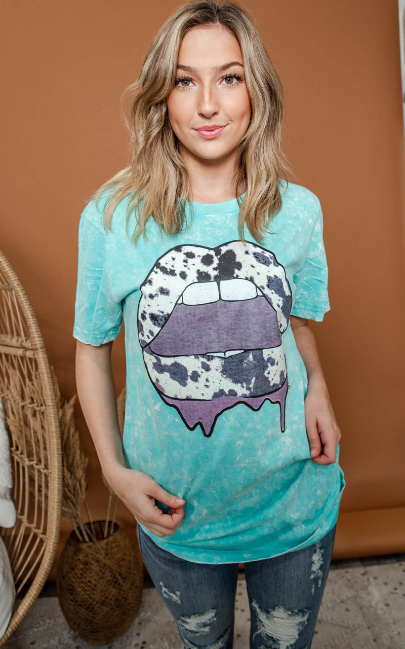 cow print lip t-shirt
