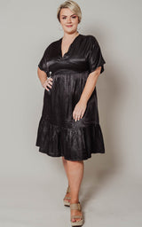 black smock silk dress