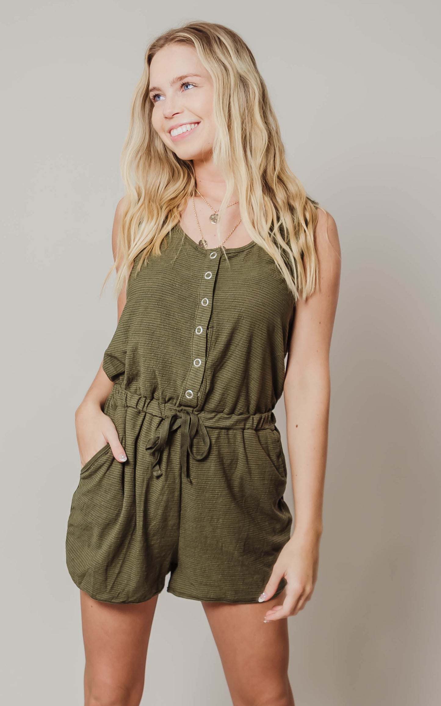 olive tank short romper 