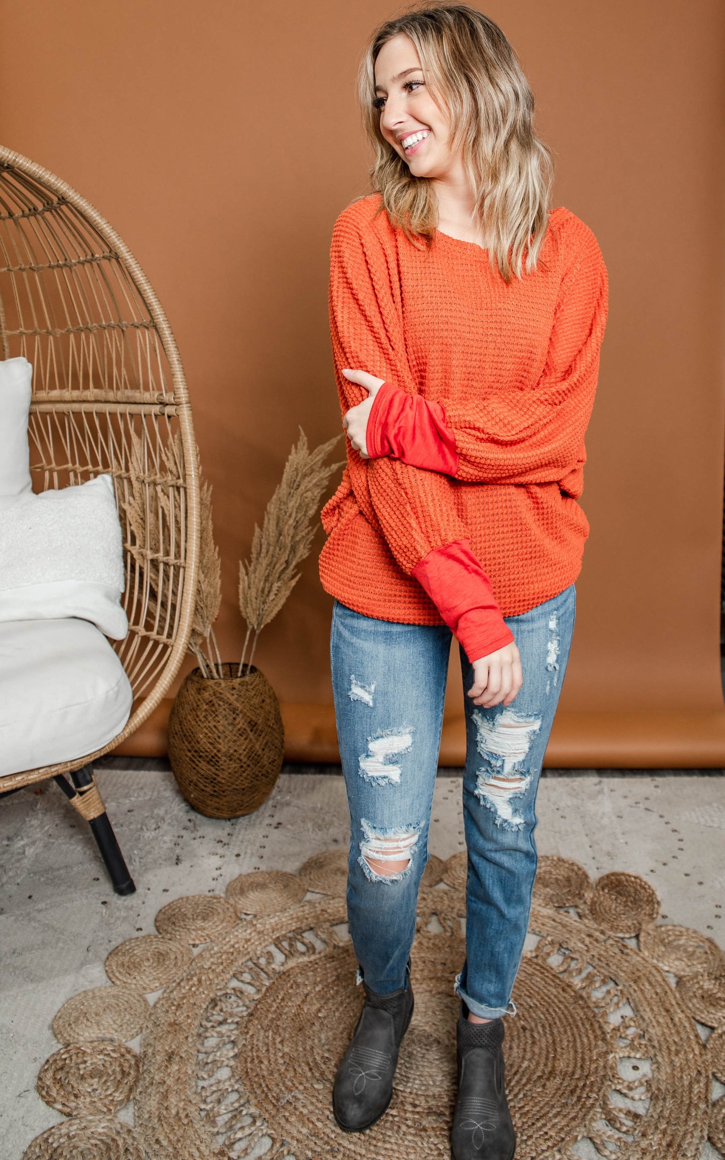 Rust Waffle Dolman - BiBi