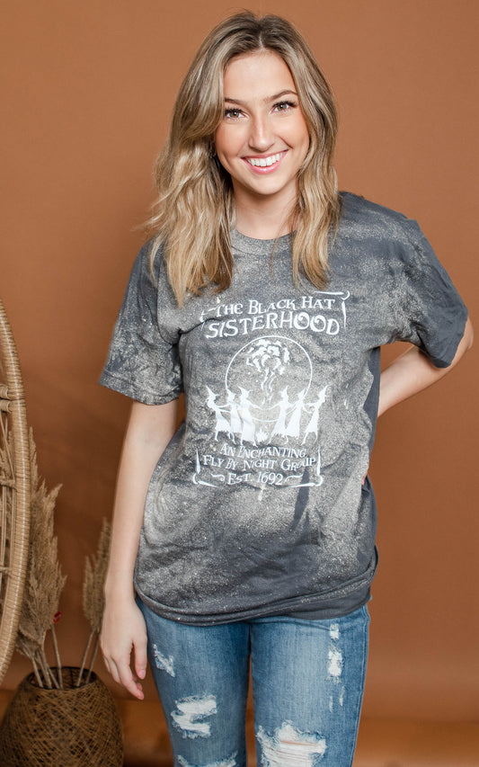 the black hat sisterhood bleached t-shirt