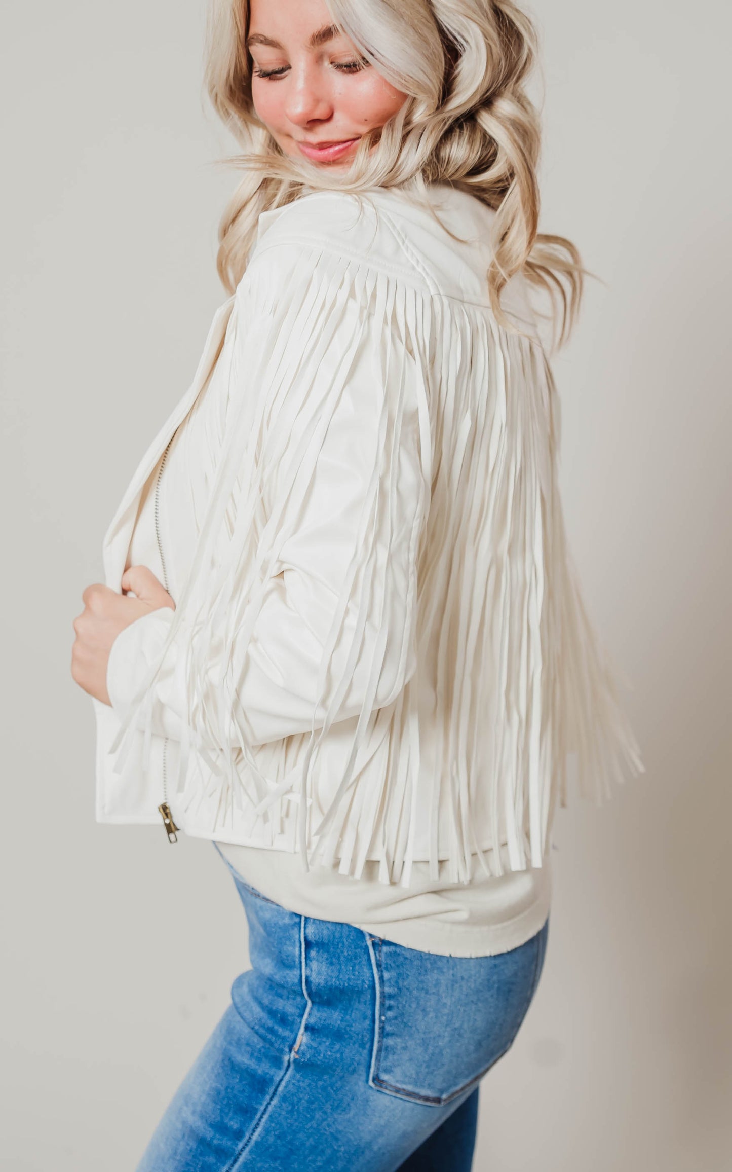 fringe faux leather moto jacket