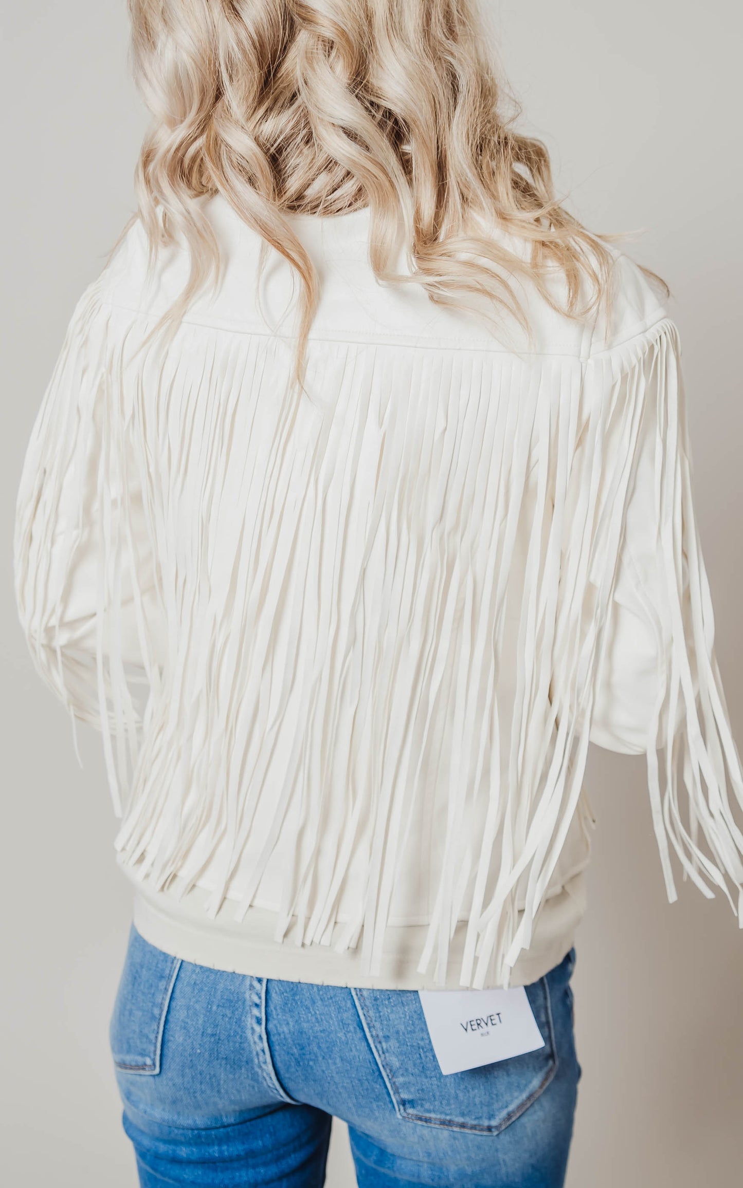 cream fringe jacket 