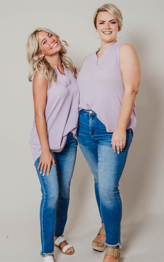 lavender textured tank top 