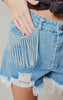 denim rhinestone shorts