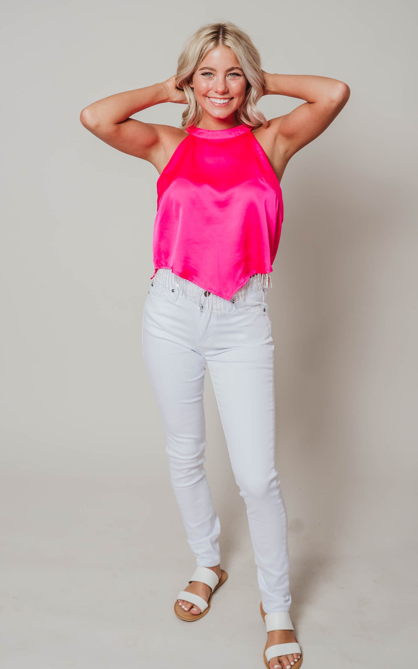 pink satin top