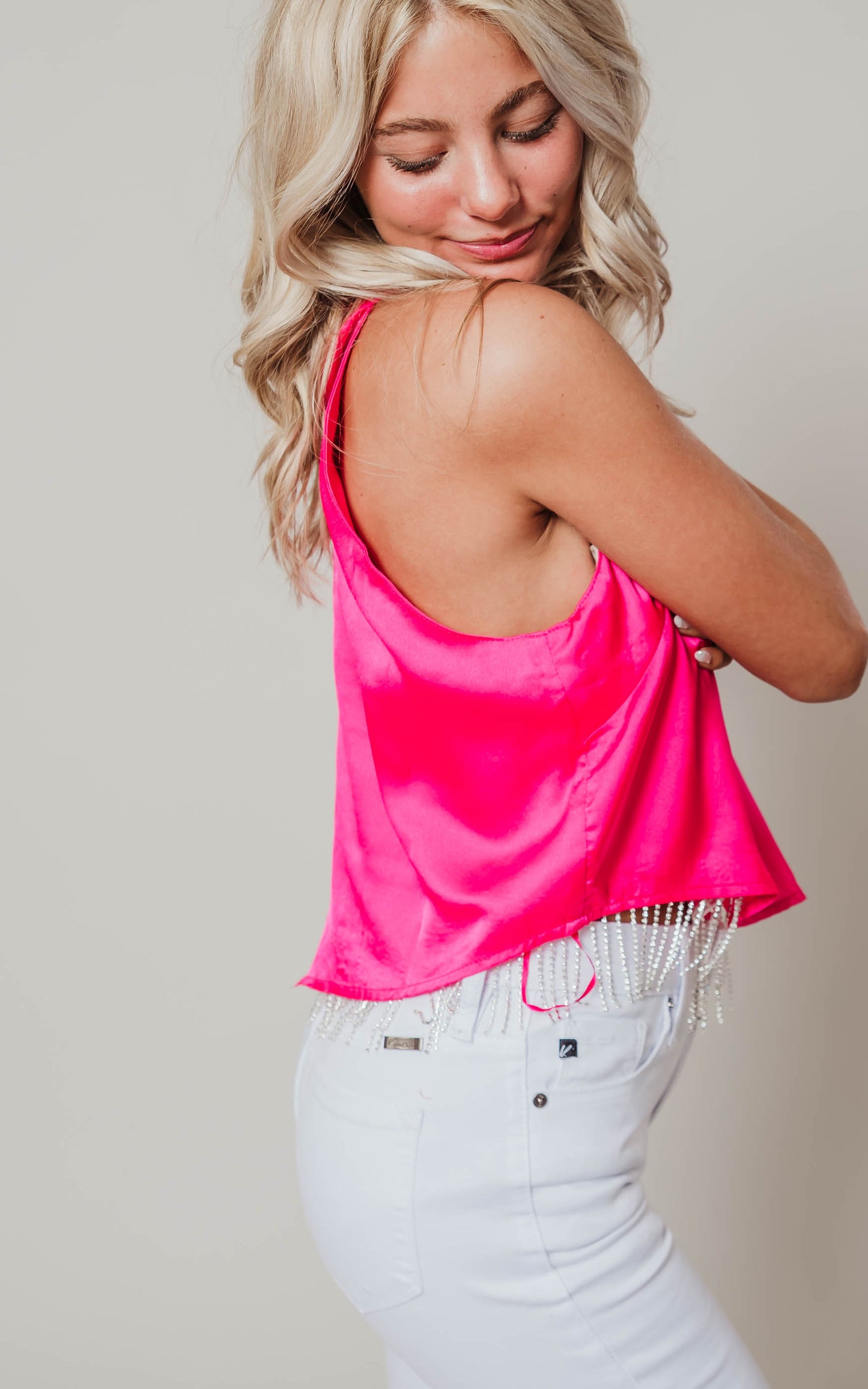 rhinestone satin top