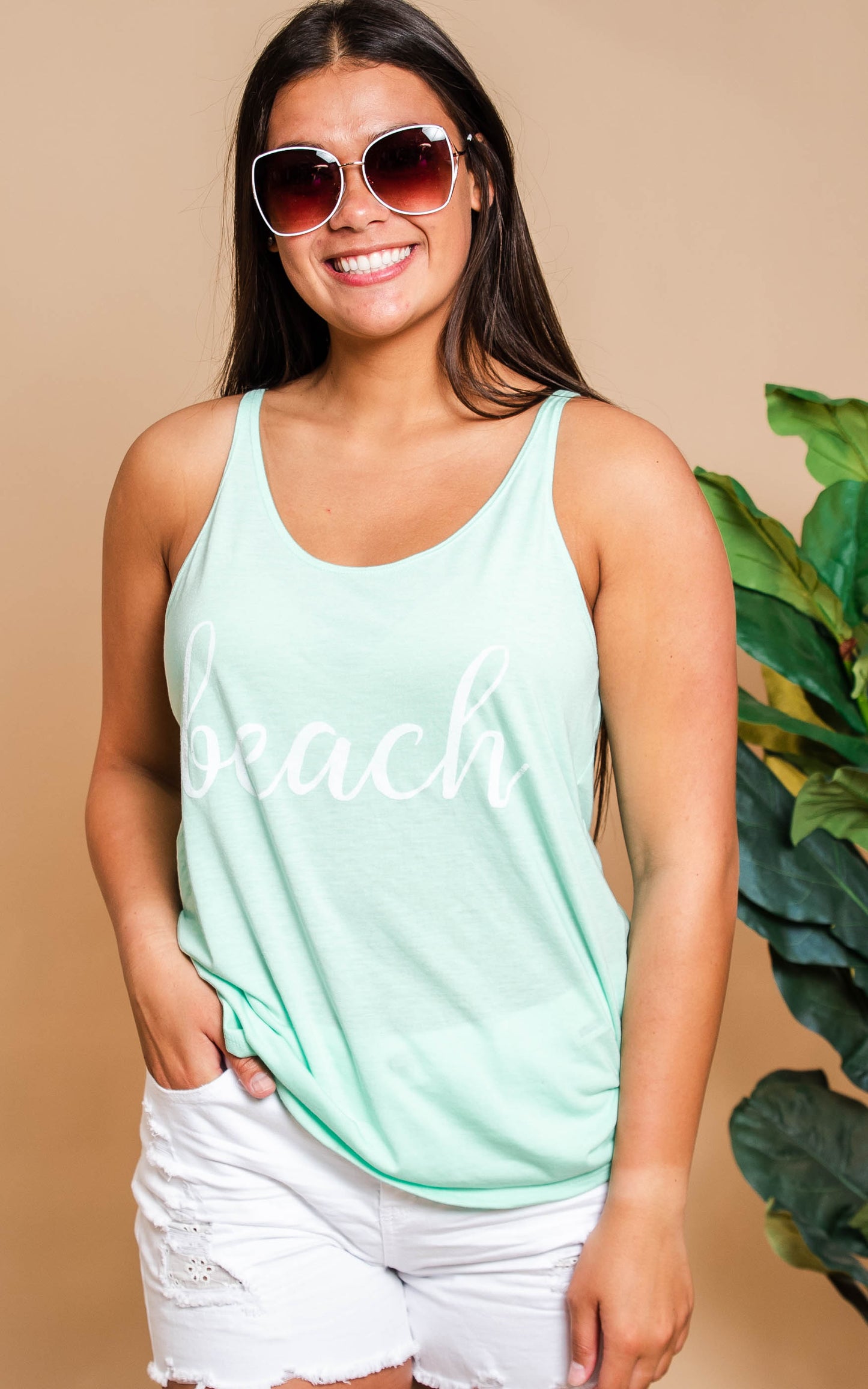 Mint Beach Slouchy Tank - BAD HABIT BOUTIQUE 