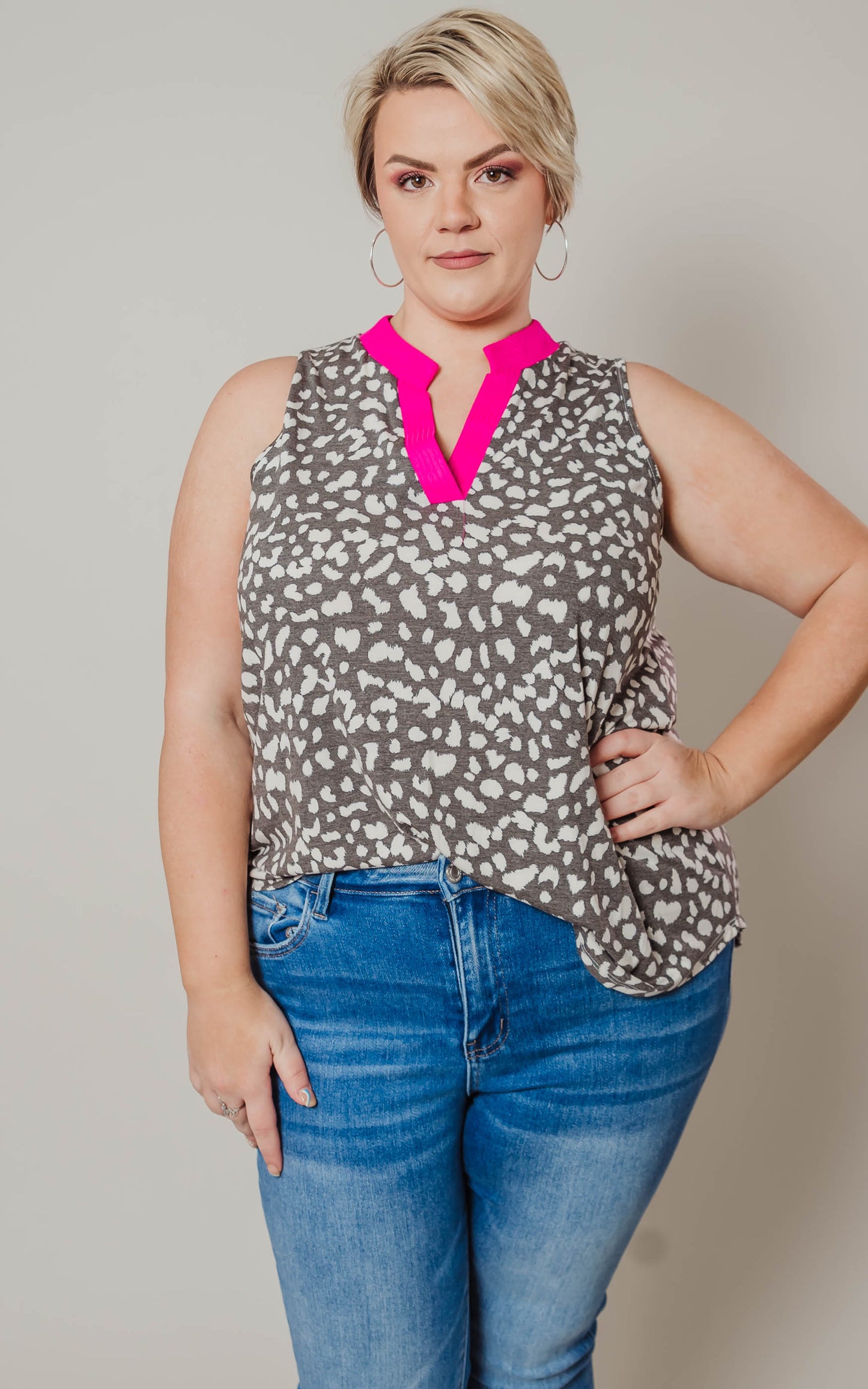 gabby printed sleeveless blouse 