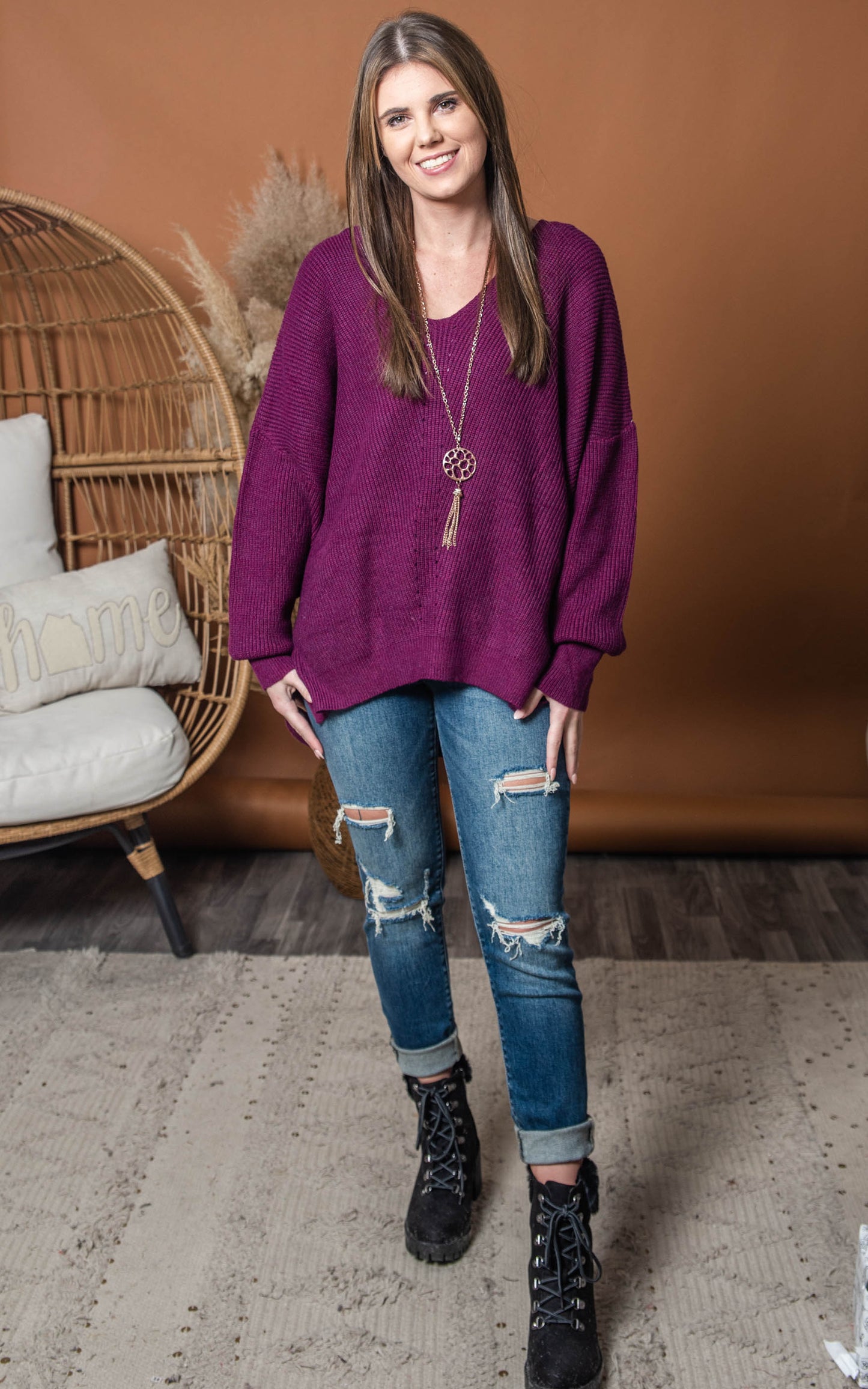 plum oversized sweater 