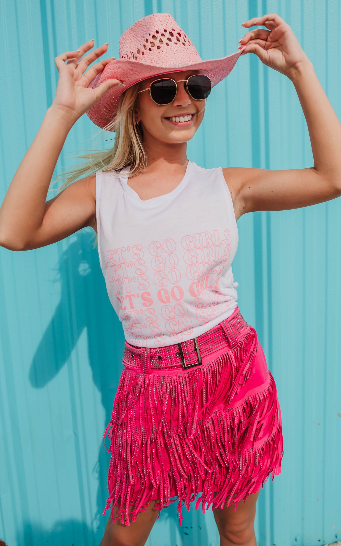 pink fringe suede skirt 