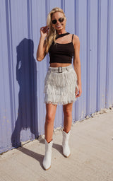white suede skirt 
