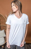 V Neckline Short Sleeve Hi Low Hem Top - Rae Mode Final Sale