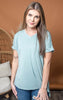 V Neckline Short Sleeve Hi Low Hem Top - Rae Mode Final Sale