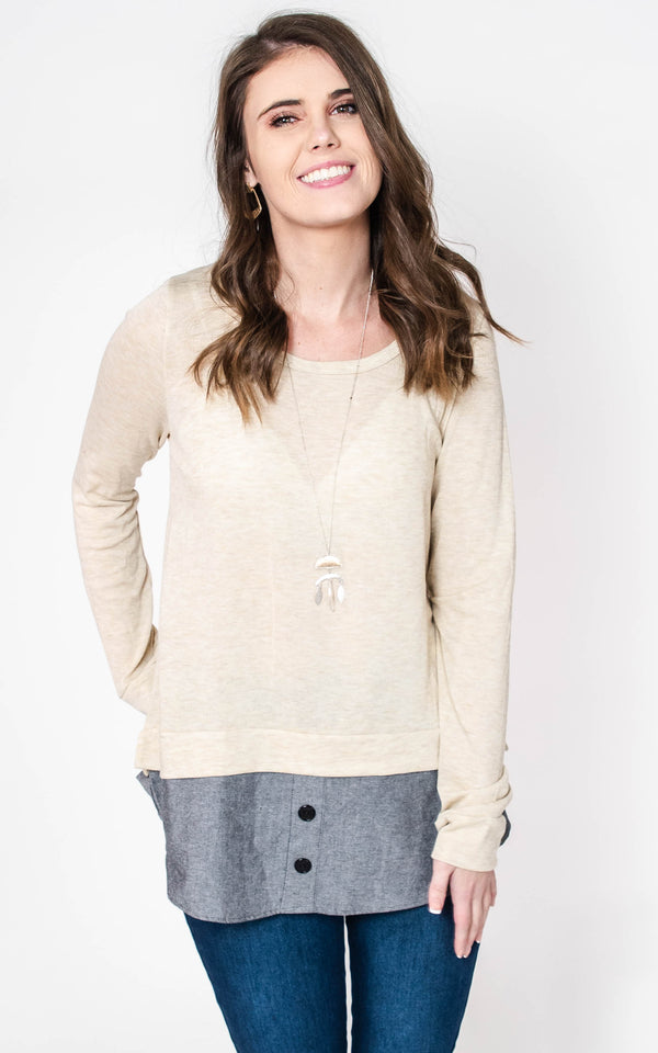  PS KATE Sweater with Peek Bottom Top - Final Sale, CLOTHING, PS KATE, BAD HABIT BOUTIQUE 
