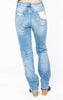  High Rise Distressed Straight Denim Jeans - Vervet, CLOTHING, Vervet, BAD HABIT BOUTIQUE 