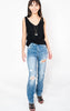  High Rise Distressed Straight Denim Jeans - Vervet, CLOTHING, Vervet, BAD HABIT BOUTIQUE 