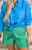 kelly green Linen Shorts