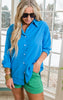 Blue button down top 