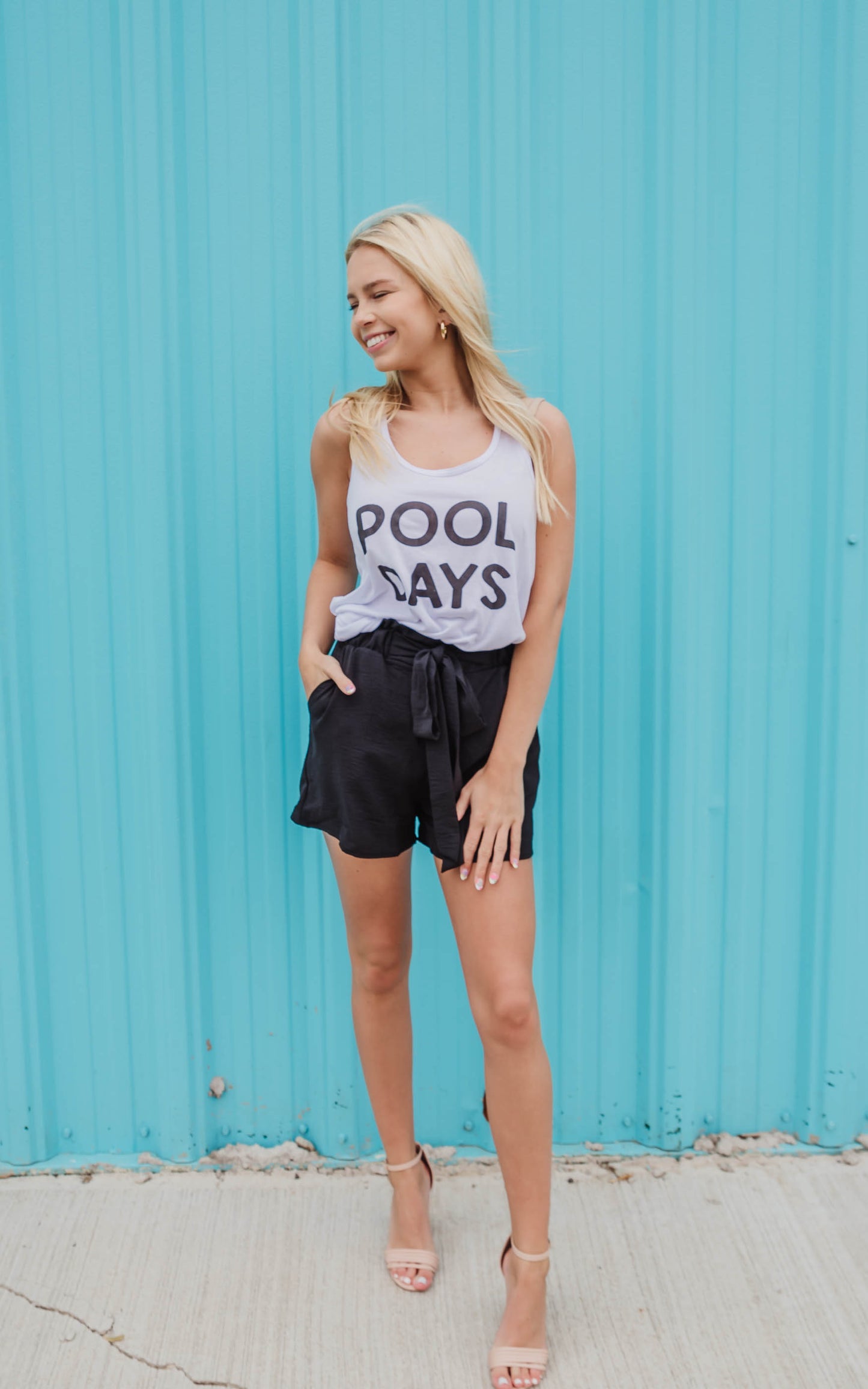 pool days white tank for summer 