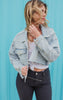 Cropped Denim Jacket with rhinestones