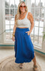 Denim Walk This Way Smocked Maxi Skirt