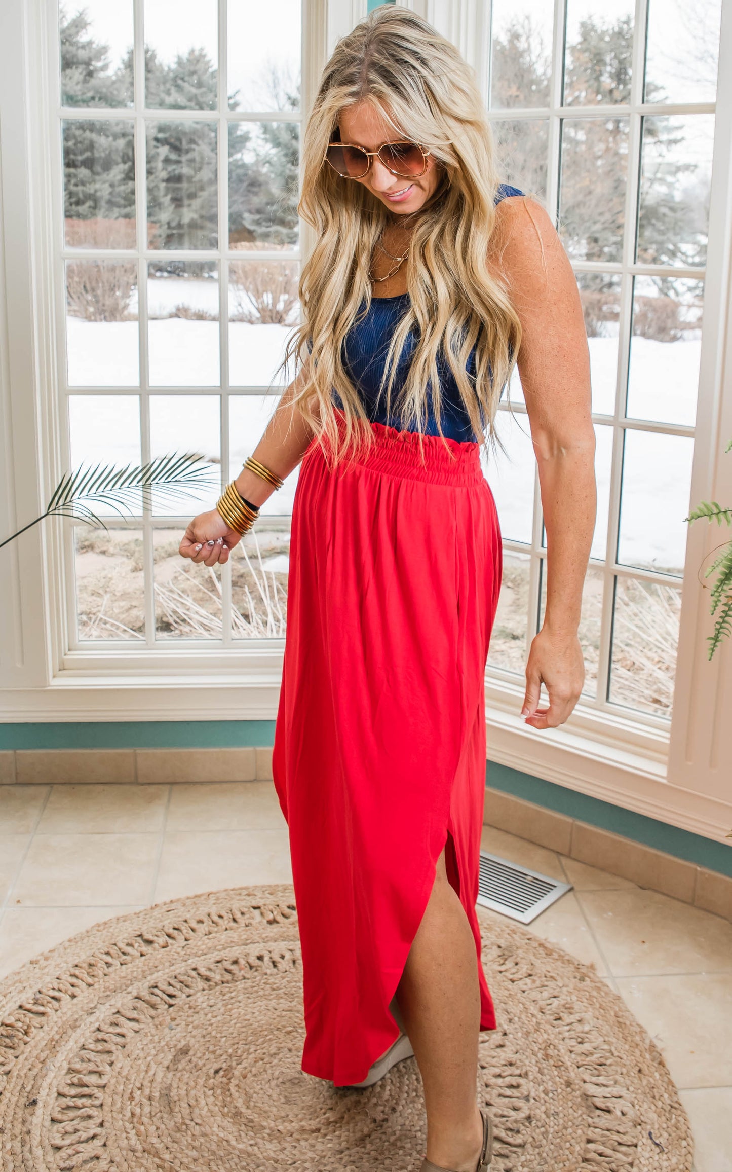 Smocked Maxi Skirt