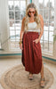 Dk Rust Smocked Maxi Skirt