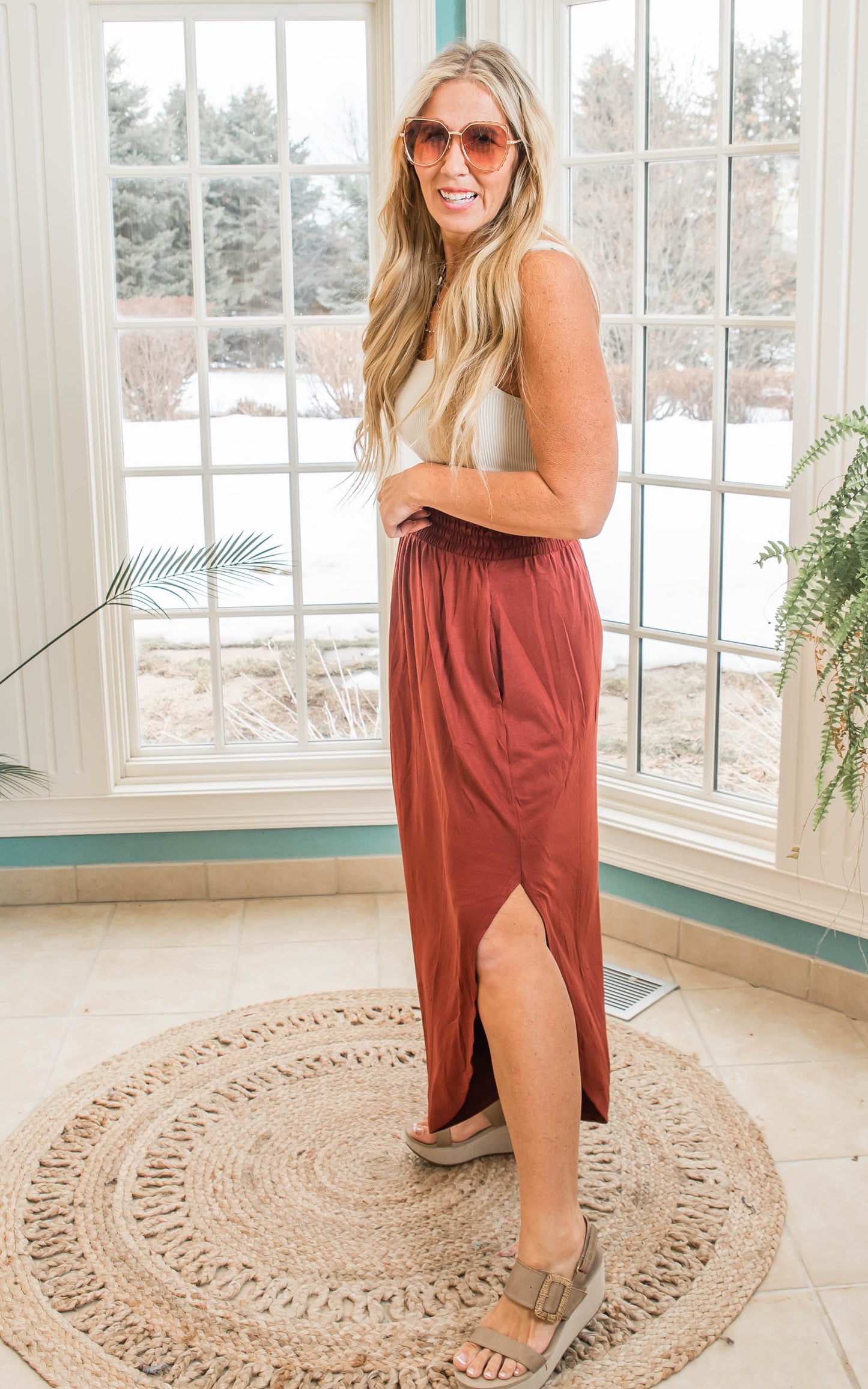 Smocked Maxi Skirt