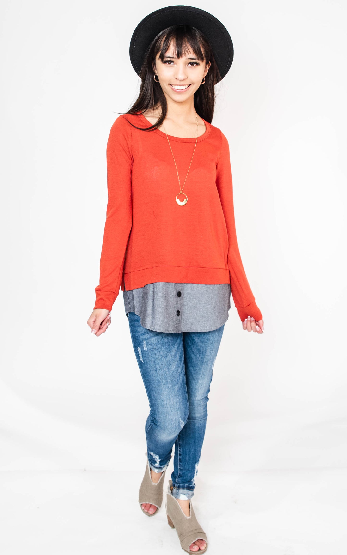  PS KATE Sweater with Peek Bottom Top - Final Sale, CLOTHING, PS KATE, BAD HABIT BOUTIQUE 