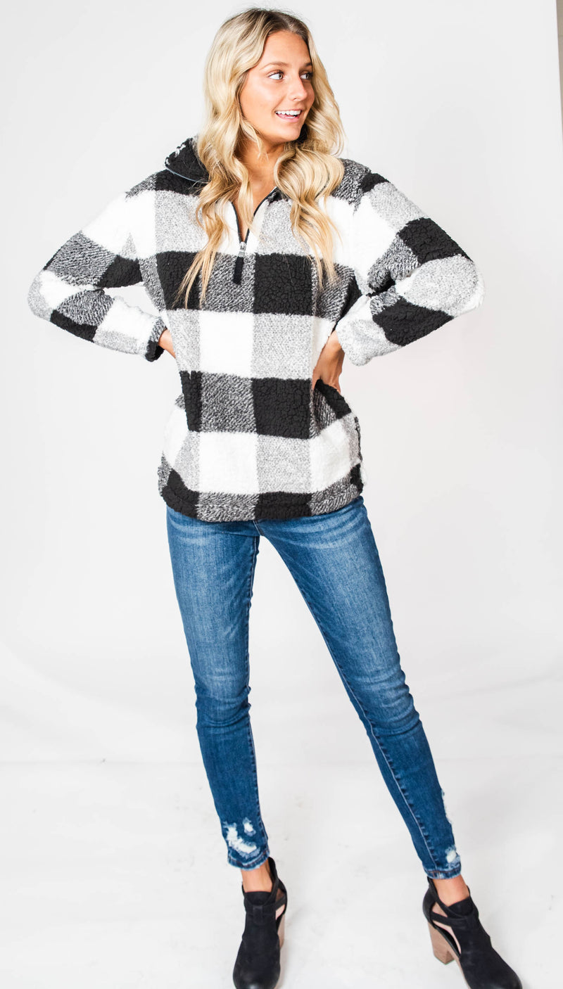 Unisex Sherpa Fleece Quarter-Zip Pullover - Preorder, CLOTHING, SS, BAD HABIT BOUTIQUE 