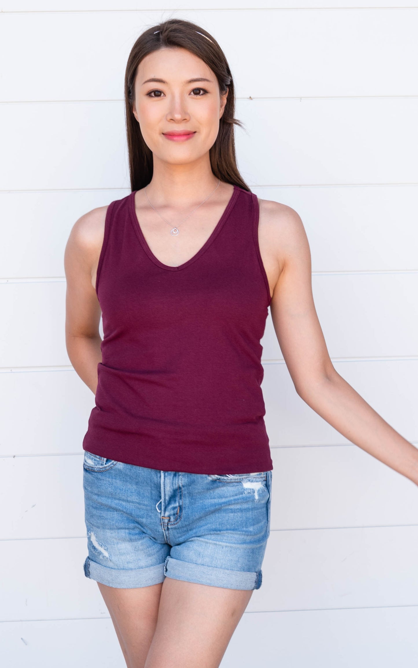 burgundy seamless tank top 