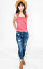  Preorder-Mid-Rise Dark Wash Cuffed Skinny Jean - Vervet, CLOTHING, Vervet, BAD HABIT BOUTIQUE 