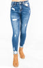  Preorder-Mid-Rise Dark Wash Cuffed Skinny Jean - Vervet, CLOTHING, Vervet, BAD HABIT BOUTIQUE 