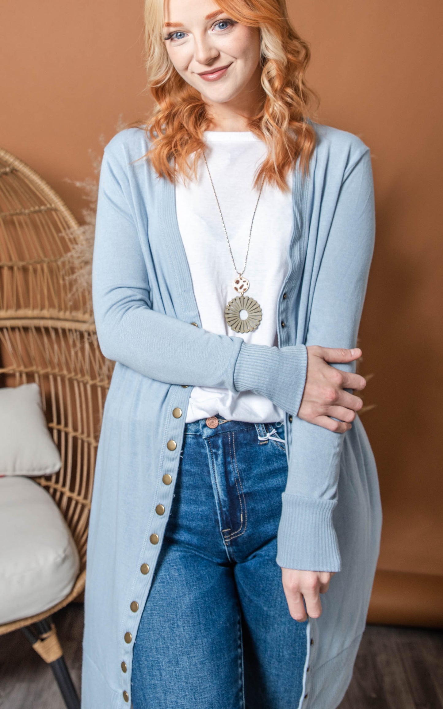 sky blue cardigan 