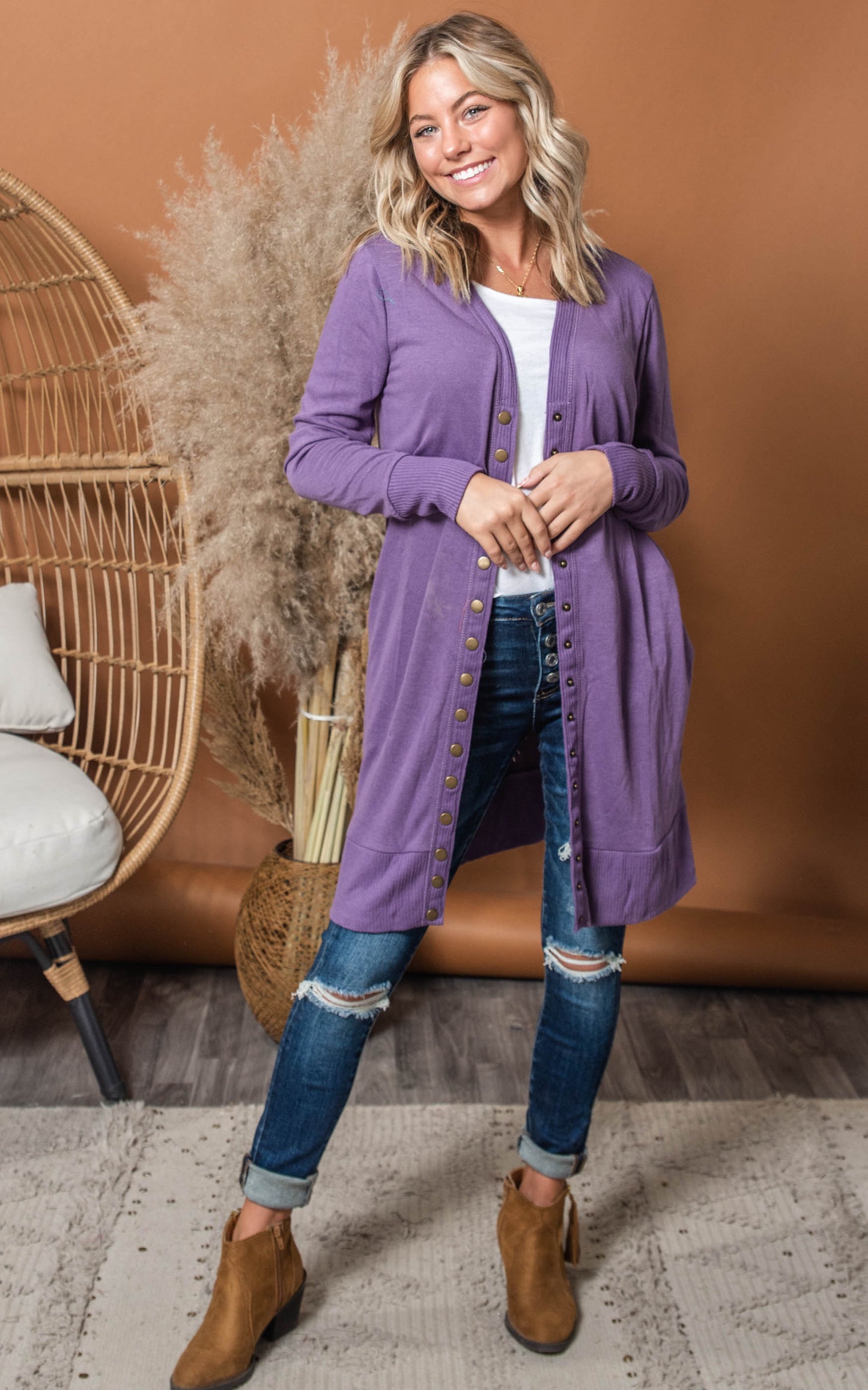 lilac long cardigan 