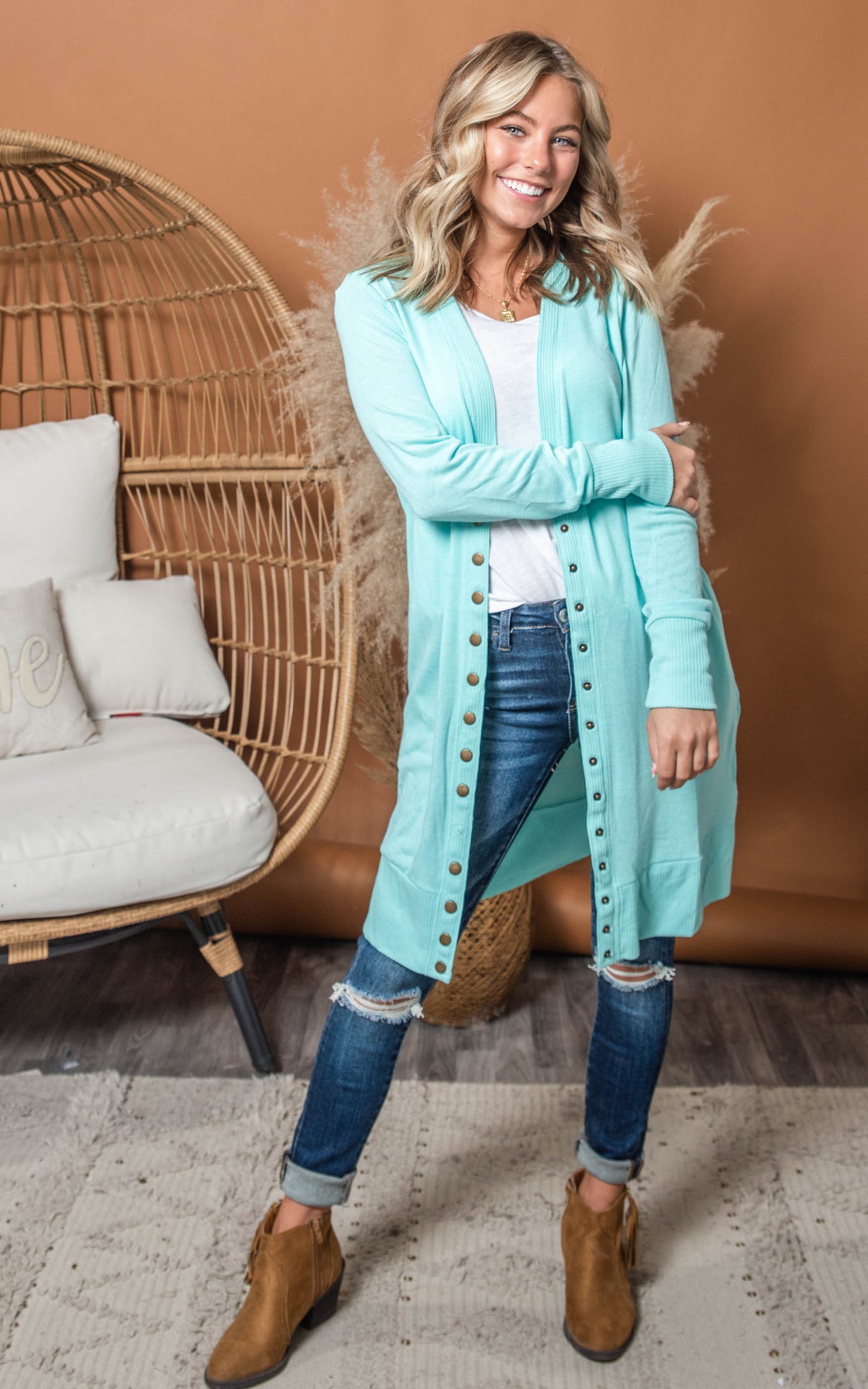 blue mint duster cardigan 