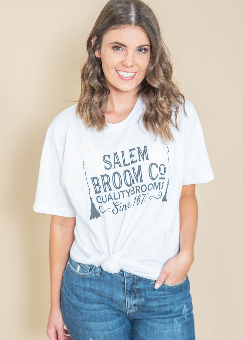 Salem Broom Co Tee | White - BAD HABIT BOUTIQUE 
