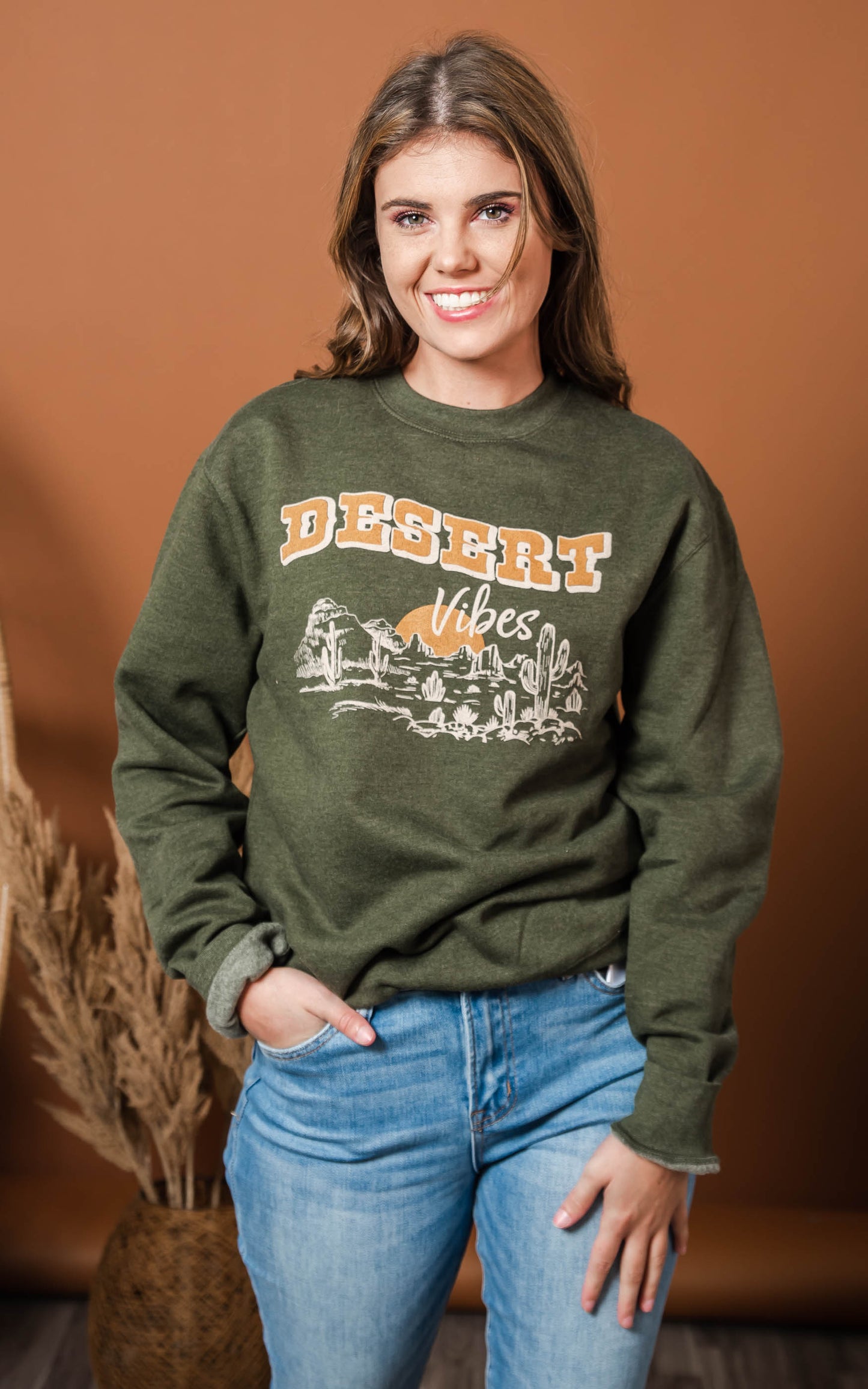 Desert Vibes Sweatshirt- Olive*  Final Sale