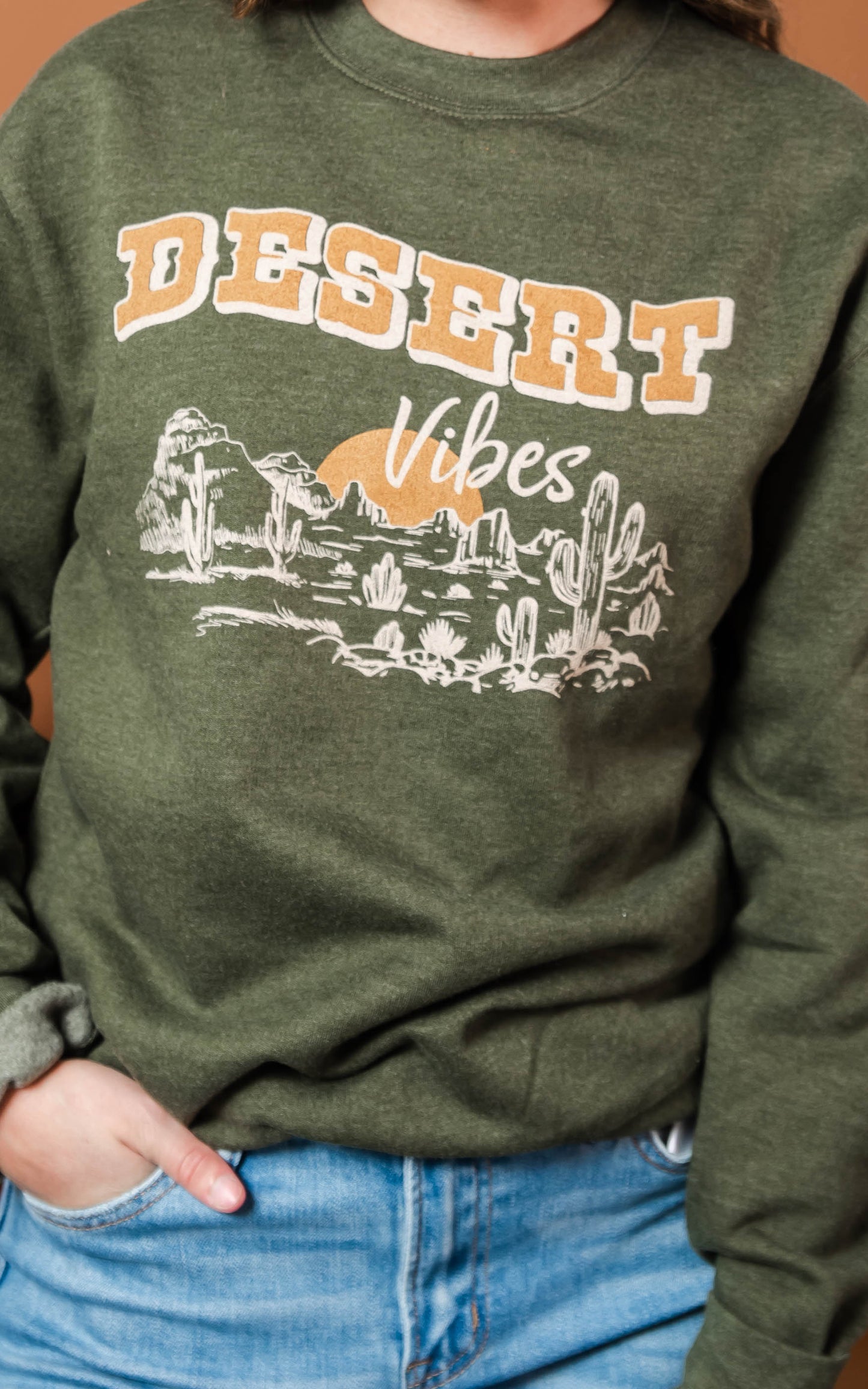 Desert Vibes Sweatshirt- Olive*  Final Sale