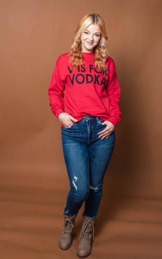 v is for vodka crewneck 