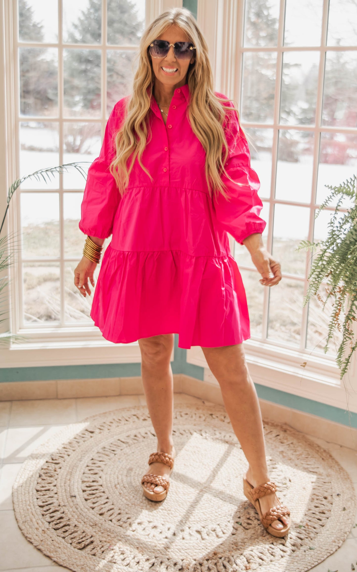 Pretty & Pink Collared Button Down Dress