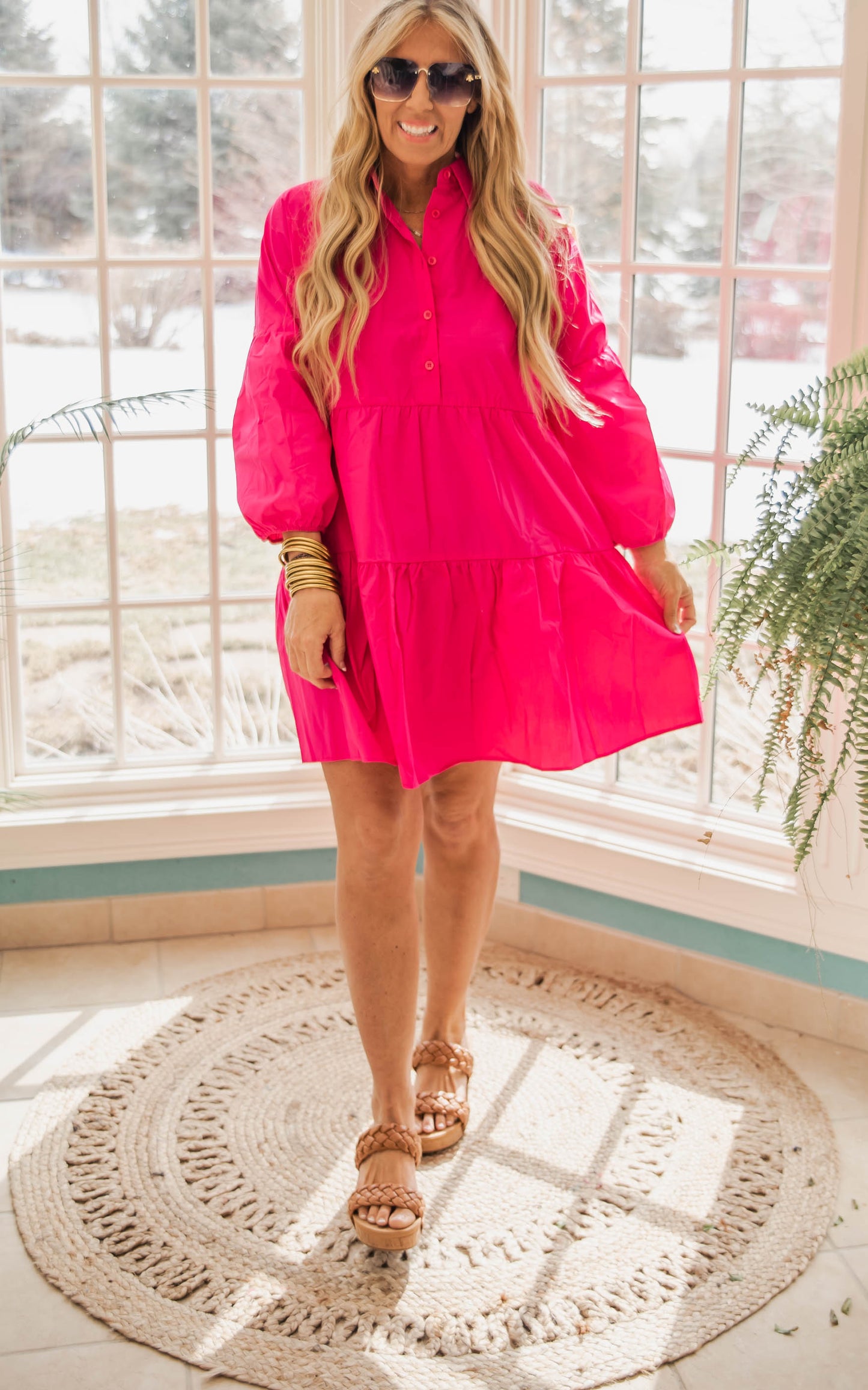 Pretty & Pink Collared Button Down Dress