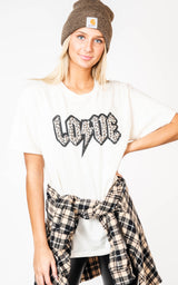  LOVE Band Tee with Lighting Bolt, CLOTHING, BAD HABIT APPAREL, BAD HABIT BOUTIQUE 