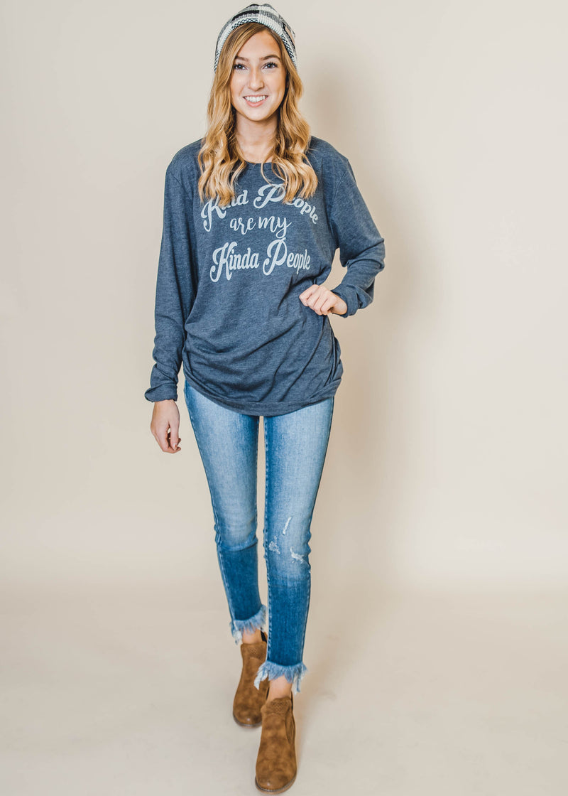  Kind is my Kinda of People Graphic Top - Navy, CLOTHING, BAD HABIT APPAREL, BAD HABIT BOUTIQUE 