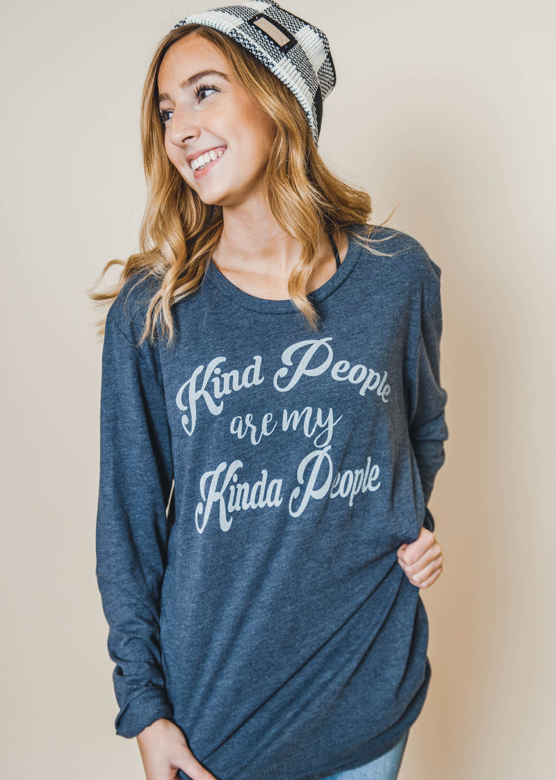  Kind is my Kinda of People Graphic Top - Navy, CLOTHING, BAD HABIT APPAREL, BAD HABIT BOUTIQUE 