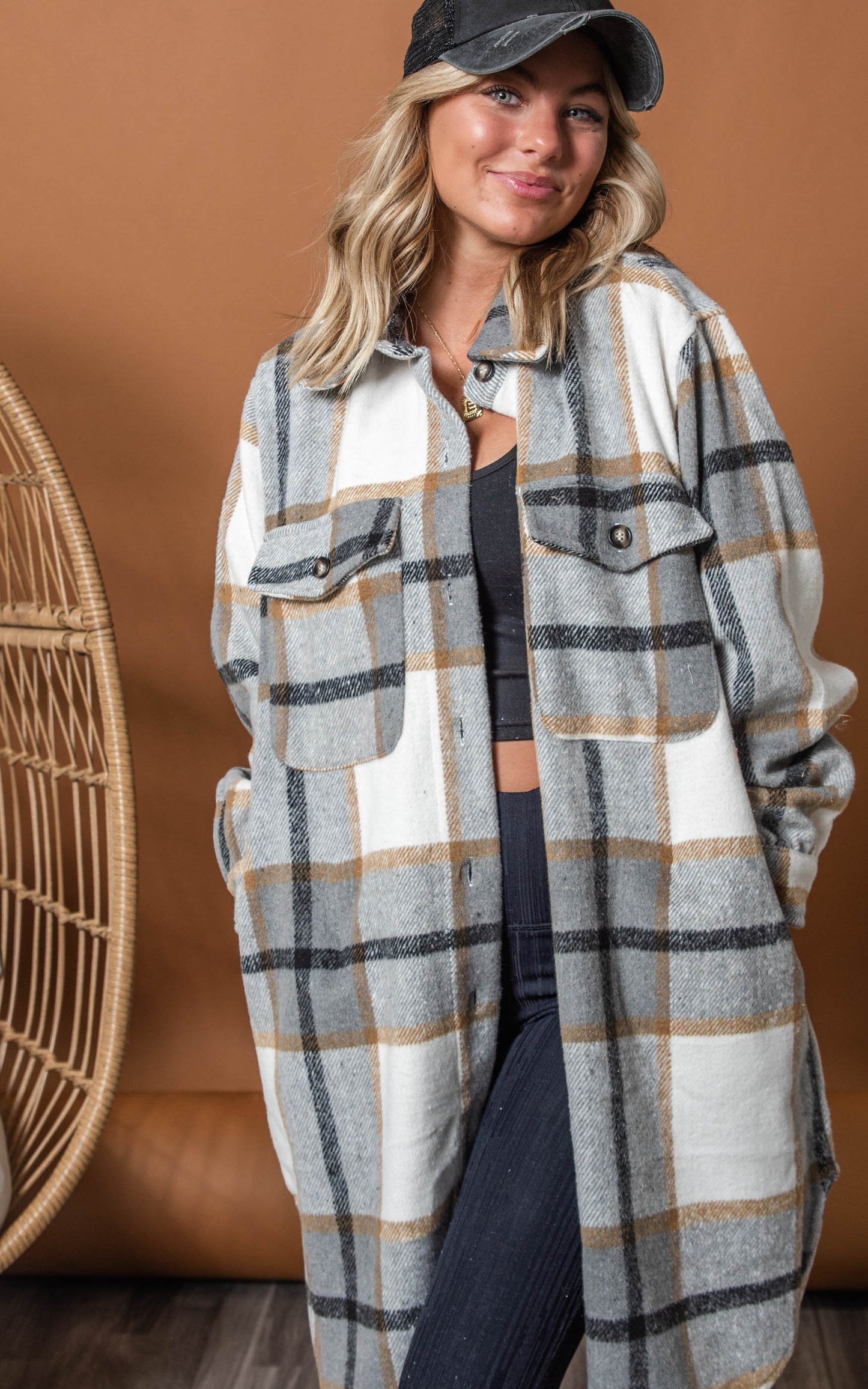 plaid shacket duster 